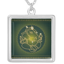 Ganesha no verde - colar
