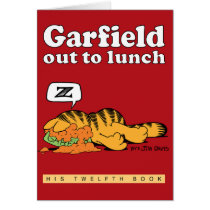Garfield para fora a almoçar cartão de nota cartões