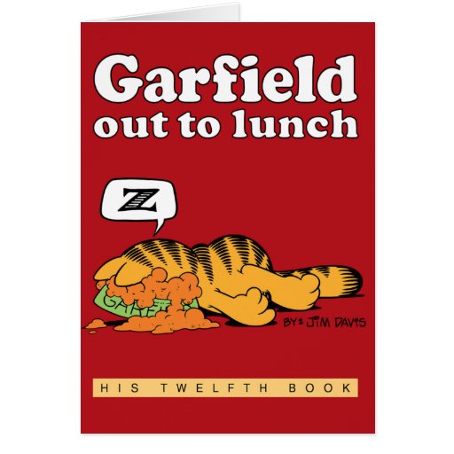 Garfield para fora a almoçar cartão de nota