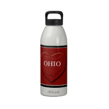 Garrafa de água do mapa do coração de Ohio