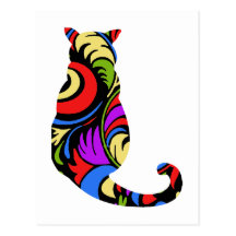 Gatinho colorido 1 cartoes postais