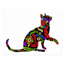 Gatinho colorido 2 cartao postal