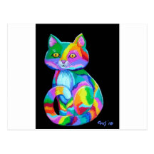 Gatinho colorido cartoes postais