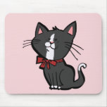 Gatinho com arco vermelho no rosa mousepad