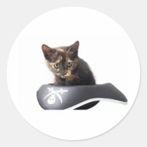 Gatinho do cabouqueiro adesivo em formato redondo