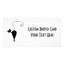 Gatinho irrisório preto 5 cartao com foto personalizado