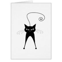 Gatinho irrisório preto 6 cartao