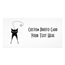 Gatinho irrisório preto 6 cartoes com foto personalizados