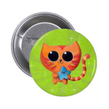 Gato alaranjado bonito com estrela boton