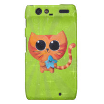 Gato alaranjado bonito com estrela droid RAZR capas