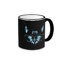 Gato azul do nerd canecas