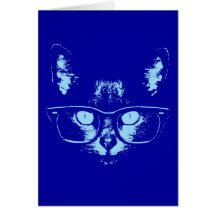 Gato azul do nerd cartao