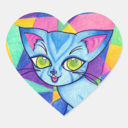 Gato azul no fundo de Technocolour Adesivo Coraç u00e3o Zazzle Aparador De Madeira Branco ~ Gato azul no fundo de Technocolour Adesivo Coraç u00e3o Zazzle