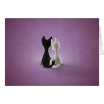 Gato branco do gato preto (cor 4) cartoes