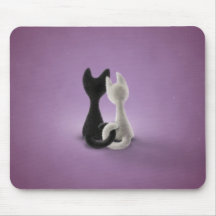 Gato branco do gato preto (cor 4) mousepad