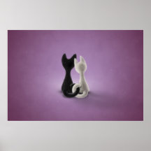 Gato branco do gato preto (cor 4) poster