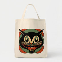 Gato do Dia das Bruxas do art deco Bolsas