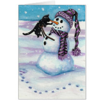 Gato do gatinho do boneco de neve pelo cartão de B