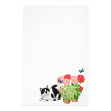 Gato do Moxie & artigos de papelaria das borboleta