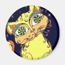 Gato Loopy amarelo Imãs De Geladeira