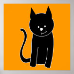 Gato preto bonito impressão