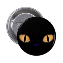 Gato preto com os olhos alaranjados grandes pins