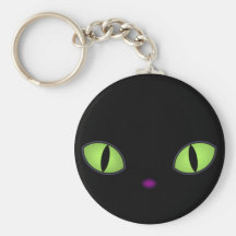 Gato preto com os olhos verdes grandes chaveiros
