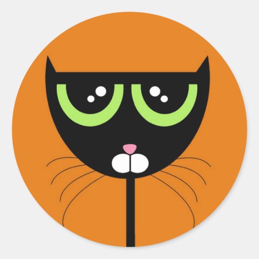 Gato preto na laranja etiqueta adesivo redondo Za Armario Limpieza Conforama ~ Gato preto na laranja etiqueta adesivo redondo Za