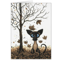 Gato Siamese do outono por BiHrLe cartões