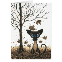 Gato Siamese do outono por BiHrLe Cartao
