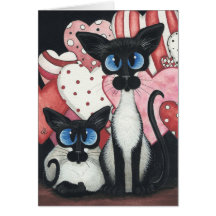 Gato Siamese dos namorados - x dois do amor Cartão