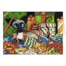 Gato Siamese pelo cartão de Natal de BiHrLe