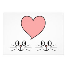 Gatos. Casal bonito com coração do amor Convites Personalizado