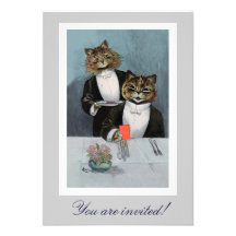 Gatos de Louis Wain no convite do comensal do smok