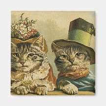 Gatos do Victorian do vintage nos chapéus, humor p Imãs