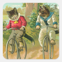 Gatos do vintage na bicicleta adesivos