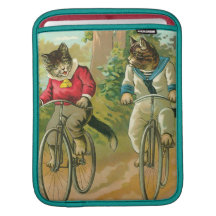 Gatos do vintage na bicicleta bolsas para iPad