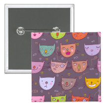 Gatos engraçados dos desenhos animados botons