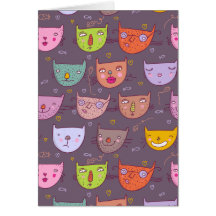 Gatos engraçados dos desenhos animados cartao