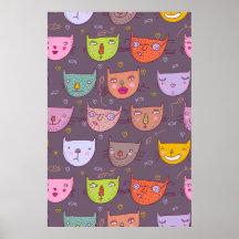 Gatos engraçados dos desenhos animados impressão