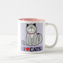 Gatos roxos e cor-de-rosa do amor de I Canecas