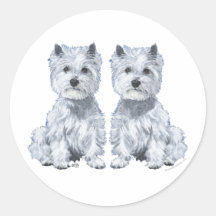 Gêmeos de Terrier branco de montanhas ocidentais! Adesivo Em Formato Redondo