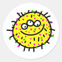 Germe amarelo dos desenhos animados adesivo em formato redondo