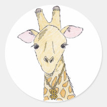 girafa adesivo em formato redondo