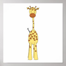 Girafa bonito alto. Animal dos desenhos animados Impressão