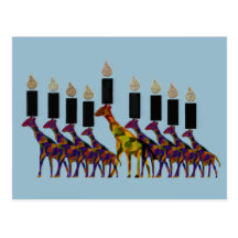 Girafa Hannukah Menorah Cartão Postal