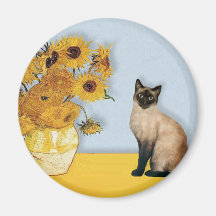 Girassóis - gato Siamese do ponto do selo Imã De Geladeira