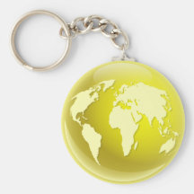 Globo amarelo do mundo chaveiros