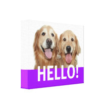 Golden retriever olá! impressão em canvas