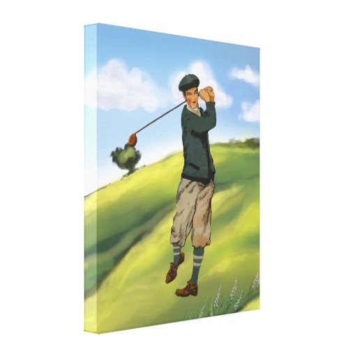 Golfe do jogador de golfe do olhar do vintage impressão em tela canvas